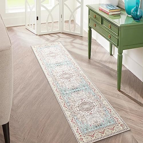 Carvapet Läufer Teppich 60x210cm rutschfest Lang Küchenteppich Waschbar Dünner Teppiche Gegend Blüte Medaillon Teppich für Wohnzimmer Schlafzimmer Küche(Gelb)