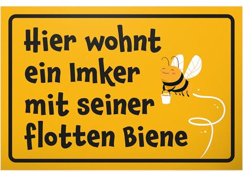 DankeDir! Hier wohnt ein Imker - 30 x 20 cm Schild - Geburtstagskarte Geschenkidee Partydeko Geburtstagsdeko - Geschenk Männer Imkerei Bienen Geburtstagsgeschenk Geburtstag Freund