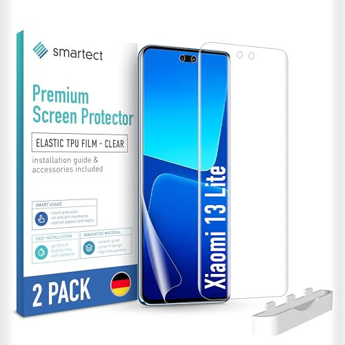 smartect TPU Schutzfolie [2 Stück, Klar] kompatibel mit Xiaomi 13 Lite, Bedeckt das ganze Display, Bildschirmschutz Blasenfrei, Displayschutzfolie Anti Fingerabdruck