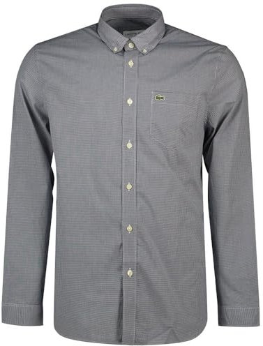 Lacoste pour des Hommes Chemise à Carreaux avec Poche Poitrine, Bleu, M