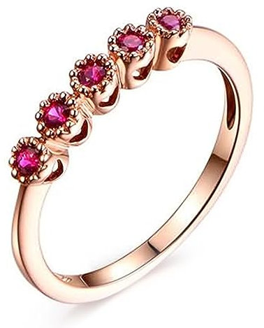 AMDXD 18K Au750 Rose Gold Eheringe, Solitärring Klassiker Zart mit Smaragd Diamantring Grün, Gr.47 (15.0), Echte Goldschmuck