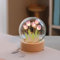 ViaGasaFamido DIY Tulpe Nachtlicht Blume Kristallkugel Nachtlicht Glaskugel Nachtlampe mit Holzsockel Schlafzimmer Schlaflampe Lampe für Schreibtisch Ornament Geschenke (Lila)