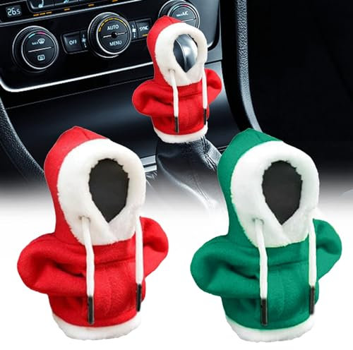 Vordpe 2 Stück Schalthebel Hoodie, Auto Schaltknauf Abdeckung, Schaltknauf Hoodie, Hoody für coole Auto-Innendekoration, Schalthebelhaube Car Gear Shift Cover (Grün+Rot)