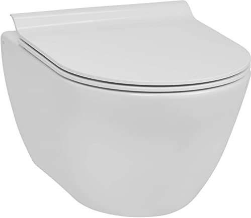 Ben Segno - Kompakt - Wand-WC mit Tornado-Spülung und Nanobeschichtung inkl. Slimseat WC-Sitz Glanz weiß - Hänge-WC mit Tiefspül - Keramik