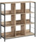VASAGLE Regal mit 3 Ebenen, Bücherregal, Standregal mit 9 Fächern, für Wohnzimmer, Schlafzimmer, Arbeitszimmer, Küche, 30 x 100 x 103,1 cm, kamelbraun-tintenschwarz LLS112B50