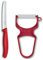 Victorinox Swiss Classic Paring Knife Set, 2 Pieces, Including Tomato Knife with Serrated Edge and Peeler, Vegetable, Extra Sharp Blade, Dishwasher Safe, Red