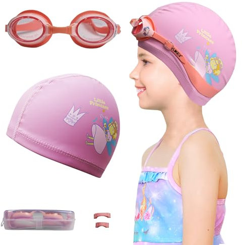 crazy bean Gafas de Natación Niños Set Gafas Piscina Niños Protección UV Gafas de Natación de Silicona Antivaho Gafas Buceo Niños(Unicornio Rosa)