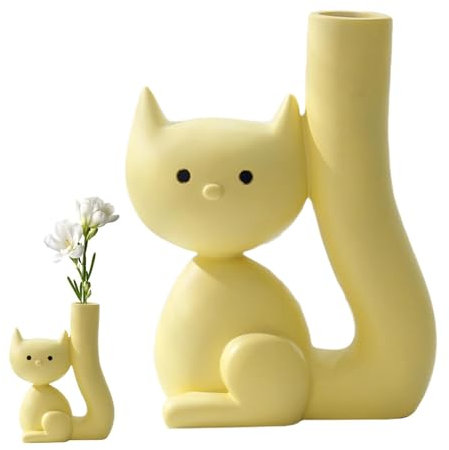 Rurunklee Katzenvase, Katzenvase für Blumen - Multifunktionales Vasenornament | Pflanzenvase, ästhetische Raumdekoration, Schreibtischvase aus Kunstharz für Wohnzimmer, Schlafzimmer, Hydrokultur- e