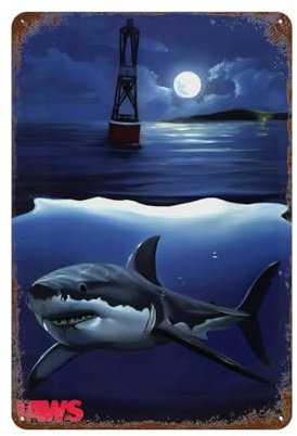 YXWOYNHY Filmposter Jaws, Wanddekoration, Kunst, Metallblechposter, moderne Heimdekoration, Kunst, Metallposter, Zuhause, Bar, Laden, Dekorationen, Vintage-Schild, Geschenk, 30 x 20 cm