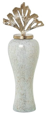 Jarron de Cristal con Tapa Fija de Aluminio Dorado 29x23x76 cm