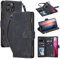 QLTYPRI Case for iPhone 16 Pro Max 6.9 inch, Large Capacity Leather Wallet Case 6 Card Holder & 1 Zipper Pocket Kickstand Wrist Strap Magnetic Case for iPhone 16 Pro Max - Black