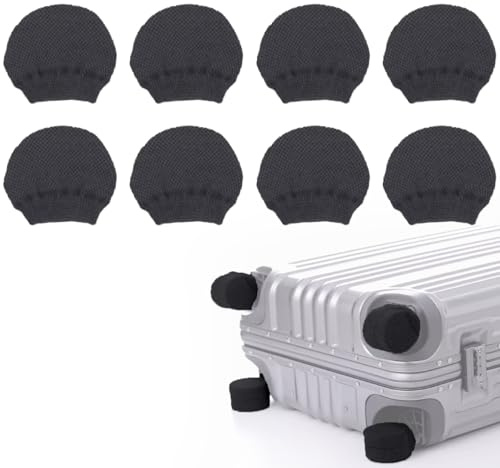 SHINETEC Copricerchi antipolvere per valigie – Riduzione del rumore e antigraffio protezioni per ruote da viaggio, nero, Small, Copertura per ruote