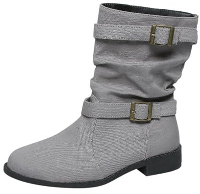 Stivaletto Estivo Donna Stivali Donna Alti Fino al Ginocchio di Jeans Stivali Texani Stivali di Gomma Donna Bassi Cowboy Boots Stivali Alti con Tacco Bianchi Tacco Alto con Cerniera