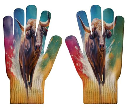 Handschuhe Für Damen Und Herren, Warm, Aus Stretch-Strick, Fäustlinge Für Den Winter, Skifahren, Eisfischen, Radfahren, Sport, Aquarell-Yak-Handschuh, Skifahren, Radfahren Und Sms-Schreiben, Gee