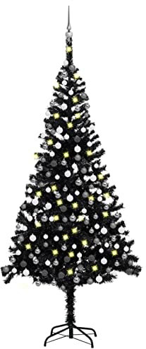 ShGaxin Set Albero Natale Artificiale con LED e Palline Nero 240 cm PVC,Albero di Natale Artificiale Realistico,Set Albero Natale Artificiale,Albero di Natale Artificiale-3077678