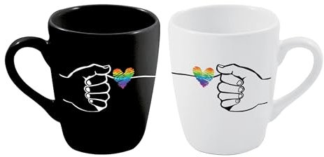 Tazze per coppia, Set 2 tazze Lui e Lei in ceramica, H.10 cm, ø 8 cm, con confezione regalo (MOD.10)