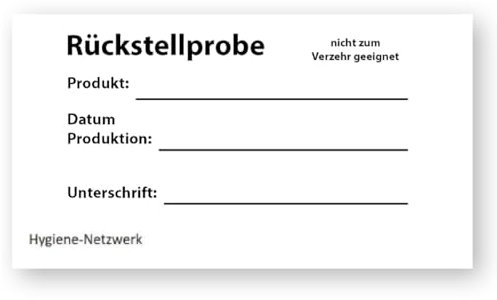 Wasserlösliche Etiketten für Rückstellprobe. Ideal für Gastronomie und Großküchen. Selbstklebend und rückstandslos auflösbar. 500 Label, lose auf Rolle. Größe 70 x 35mm