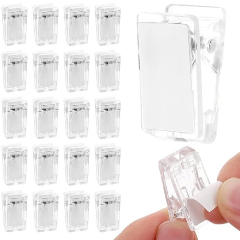 20 Stück selbstklebende Tapisserie-Clips,Selbstklebende Federklammer,Mini Wandclips,Klare Kunststoff Federclips,Deko Clip Wandteppich Clips zur Fotoclips für Zuhause Büro Poster Schule