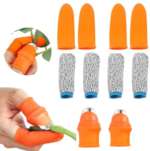 SGERUFZ 10erSet Daumenmesser aus Silikon,Fingermesser Ernte Werkzeug,Messer Separator mit Silikon-Fingerschützer,Gartenarbeit Gadget,Obst Pflanzen Pflücker für Obst Gemüse Trimmen Pflanzen,Zwei Größen