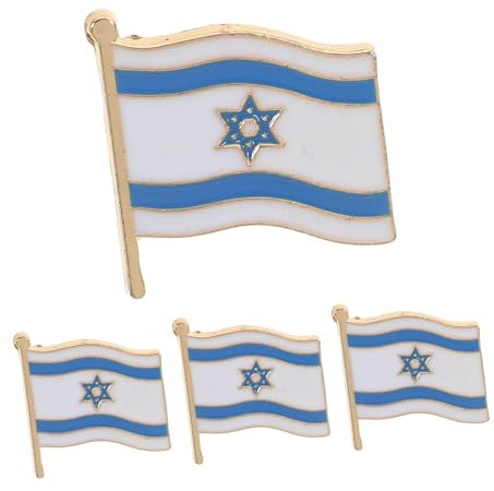 Broche Drapeau Israélien Insigne de Revers 4 Pièces, en Alliage