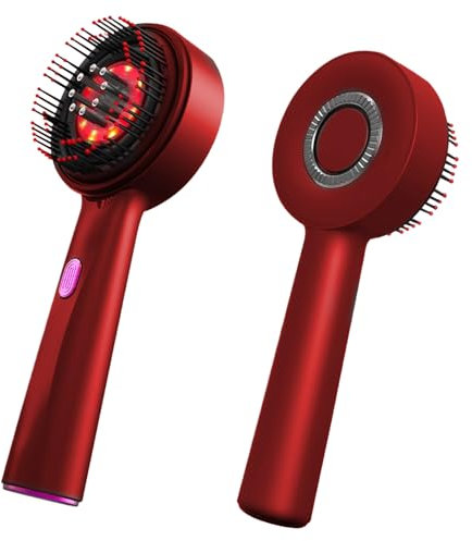 Spazzola massaggiante elettrica per cuoio capelluto, spazzola elettrica per capelli da donna, per massaggi e cura del cuoio capelluto, regolabile in 3 livelli (rosso vinaccia)