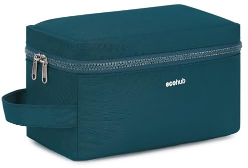 ECOHUB Trousse de Toilette Homme Femme Trousse Maquillage pour Accessoires de Voyage Sac de Rasage avec Poches Humides et Sèches Garcon Vanity Voyage Imperméable pour Rangement Cosmétiques, Bleu Vert