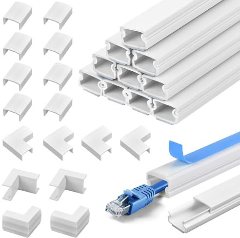 CEOTIS Kabelkanal Selbstklebender Weiß, 4Meter (10 Stk. - 40x15x10mm) mit 15 Zubehörteilen, Bemalbar PVC Kabelkanäle TV, Kabelkanal Selbstklebend Kabelschacht zum Verstecken von Kabel In Haushalt/Büro