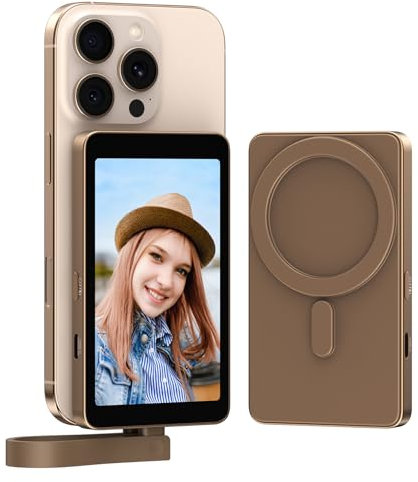 Gewokliy Kabelgebundener Vlog-Selfie-Monitor-Bildschirm, USB-C-Mini-Monitor für iPhone 15/16, Rückkamera mit Magnet für Vlog Live Stream TikTok