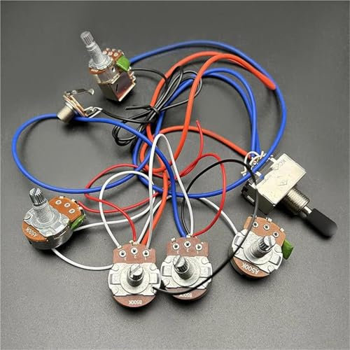 Electric Guitar Wiring Harness Kit 2V2T Potentiometer 3 Way Switch Electric Guitar Wiring Kit(Black Cap)
