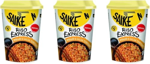 3X Saikebon Riso Express Nudeln mit Hühnchen und Teriyaki-Sauce 3 Stück