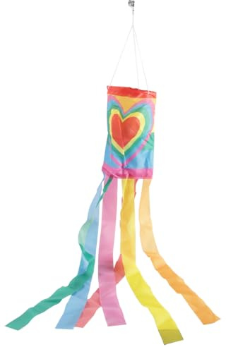 Durlo 2 PCS Rainbow Windsock, 100cm Colorful Weatherproof Outdoor Hanging Decorationor Garden Backyard Camping Tent Caravan(Rainbow Love Heart）