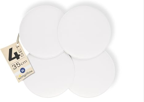 sunnypillow 4er Set Sitzkissen Filz Stuhlkissen rund Ø 36cm, Weiß | gemütliche Filzkissen für Bank und Stuhl in Haus und Garten, Indoor/Outdoor, Polster Stuhlauflage, Sitzauflage