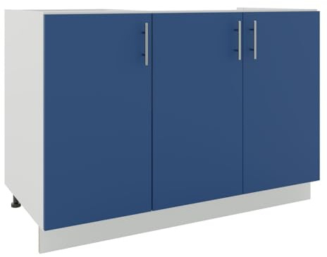 JD Greta Adjustable Kitchen Sink Base Unit - 1200mm - Sink Cabinet with Doors (No Worktop) - Navy Matt
