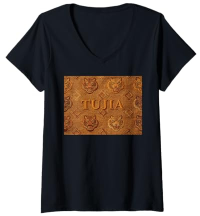 Mujer Tujia - Grupo étnico Chino de Asia Oriental China Asia Camiseta Cuello V