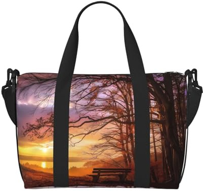 Lonely Bench Damen Tragetasche, Motiv: Sonnenuntergang, tragbar, Crossbody-Tasche, geeignet für Fitnessstudio, Workout, Pendeln und Reisen