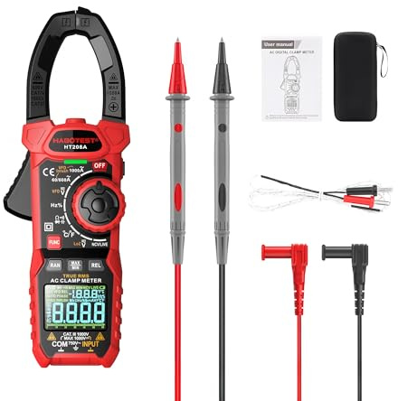 HT208A Medidor de Pinza Digital CA Multímetro Pinza Amperimétrica RMS Verdadera Alta Precisión Capacitancia NCV Ohm Hz Probador (HT208A AC 1000A)