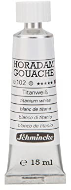 Schmincke - Horadam Gouache, Titanweiß, 15 ml-Tube, 12 102 006, feinste Gouache, natürliche Deckkraft, höchst pigmentiert, farbintensiv und matt