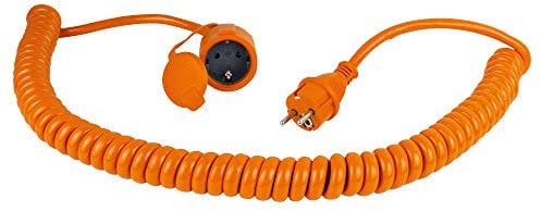 as - Schwabe Baustellen-Spiralleitung 230V/16A dehnbar von 1 bis 5 m H07BQ-F 3G2,5, Robuste Schutzkontakt-Spiralleitung, Verlängerungskabel mit Stecker & Kupplung, IP44, Made in Germany, Orange, 70415