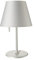 Artemide- Melampo Notte Silber. Hochwertige Nachttischlampe aus lackiertem Aluminium mit Schirm aus Seidensatin. Made in Italy, Silver, Ø 23 H 40 cm