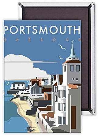 art247 Portsmouth - 3x2 inch Fridge Magnet - large magnetic button
