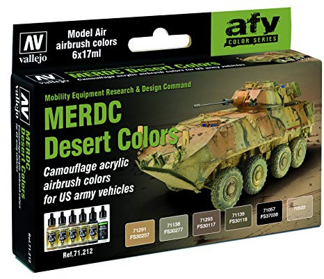 Vallejo 071212 Farbset, MERDC Wüstentarnung US Armee, 6x 17 ml