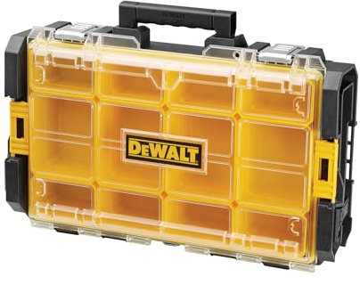 DEWALT Tough Box DS100 Werkzeugbox/ Werkzeugkiste (Organizer für Kleinteile und Zubehör, Staub- und Sprühwassergeschützt nach IP53, kratz- und schlagfester Polycarbonat-Deckel) DWST1-75522