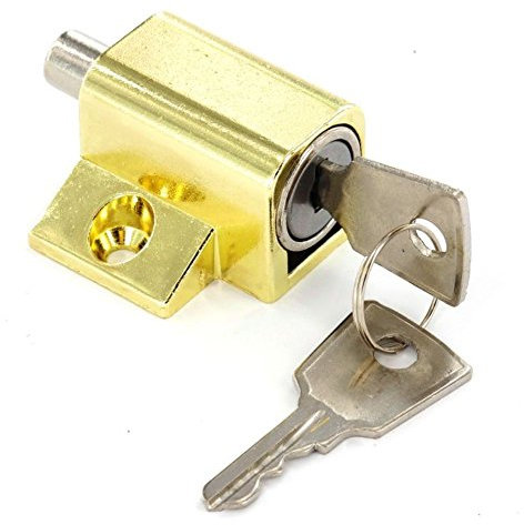 Brass Patio Door Window Lock Latch INC Keys + Fixings