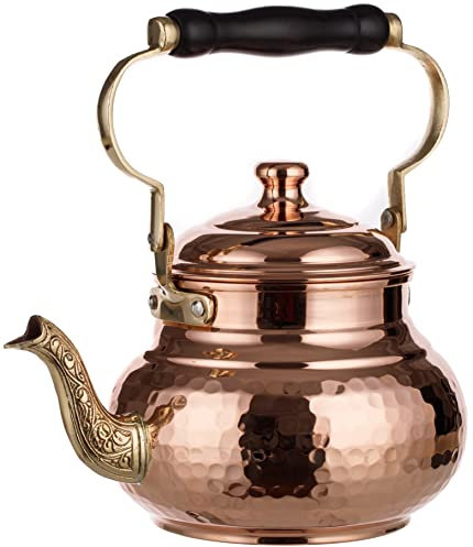 DEMMEX Théière en cuivre martelé 2017 pour cuisinière, 1,5 l (cuivre)