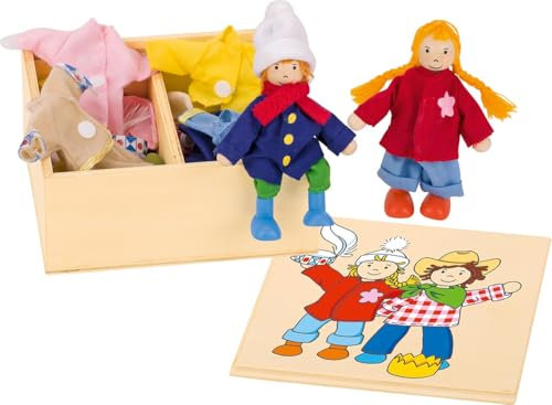 goki 51557 - Biegepuppen Birte & Ben, Klamottenkiste