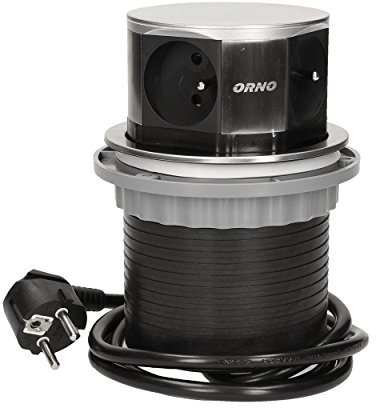 ORNO AE-1380 Prise Encastrable Plan de Travail 4 Prises 1,9m Câble 3680W