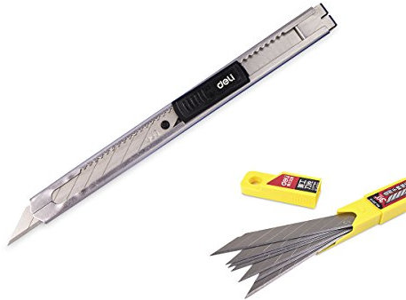 Acier inoxydable Cutter Deli SK5 avec 10 lames x 9 mm 30 ° – folierer Couteau de couteau/graphique d'écran/Car Wrapping Knife/30 ° Cutter