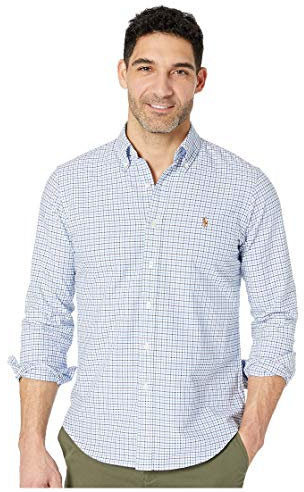 Polo Ralph Lauren Classic Fit Men's Checked Long Sleeve Oxford Button Front Shirt - Blue -