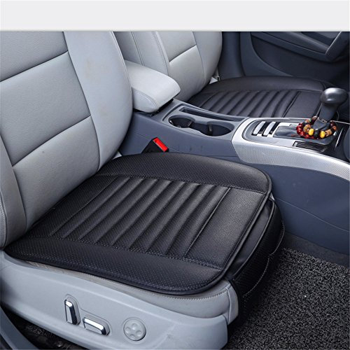 Guizen Universal Auto Sitzauflagen Sitzkissen mit Bambuskohle PU Leder (Schwarz)