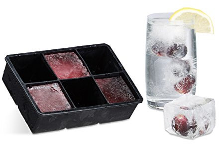 Relaxdays Eiswürfelform Silikon, wiederverwendbar, XXL Silikonform für 5 cm Eiswürfel, 6 einzelne Eiswürfel, schwarz